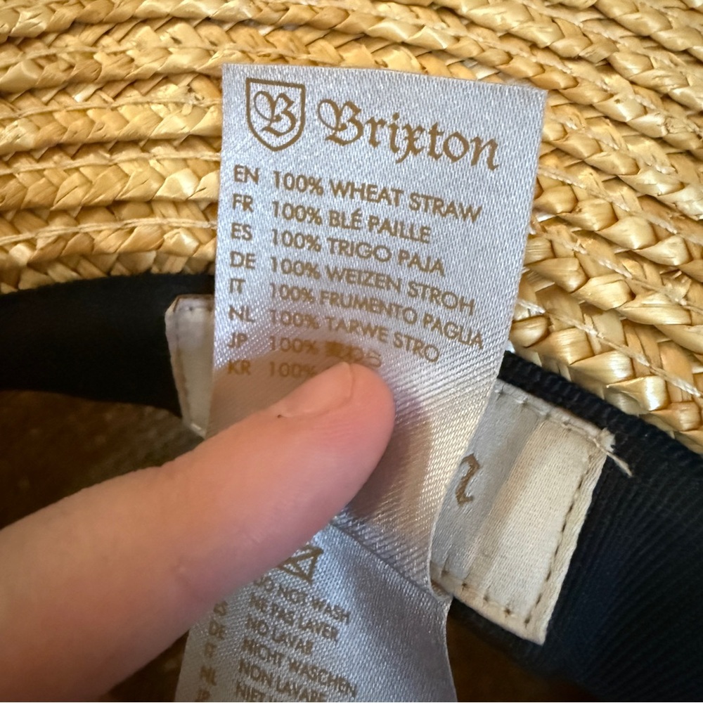 Brixton Straw Boater Hat Women’s Size Small Wide Brim Black Band Summer - Picture 7 of 7